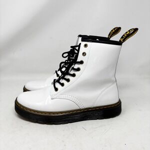Dr Martens Zavala 1460 White Patent Leather Lace Up Combat Boots Womens 9/Mens 8